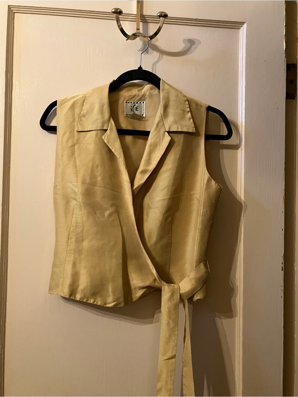 Sleeveless Tie-Front Vest Jacket - Yellow